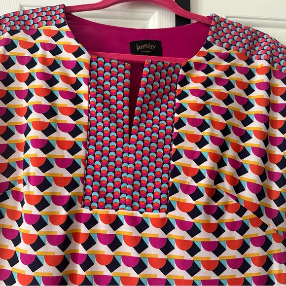 #6 LAUNDRY Shelli Segal DRESS, XS cap sleeve cutout V at Neck Front NWOT - Picture 5 of 13